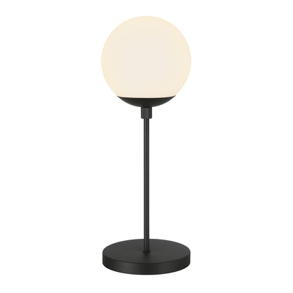 21" Black Metal Globe Table Lamp With Clear Globe Shade