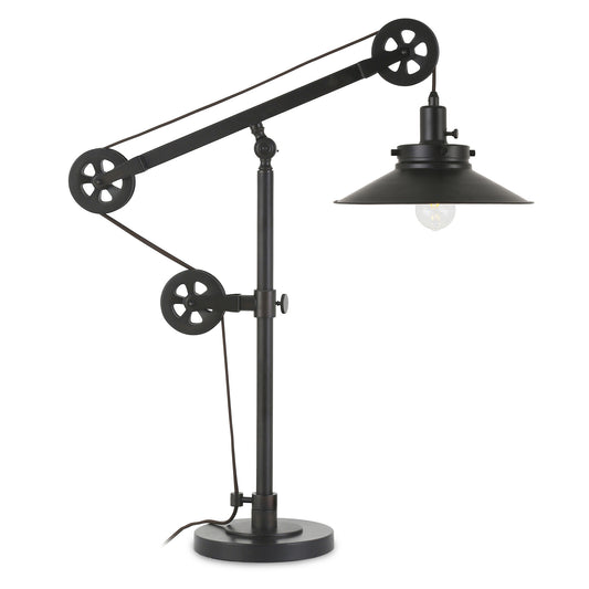 29" Black Metal Desk Table Lamp With Black Cone Shade