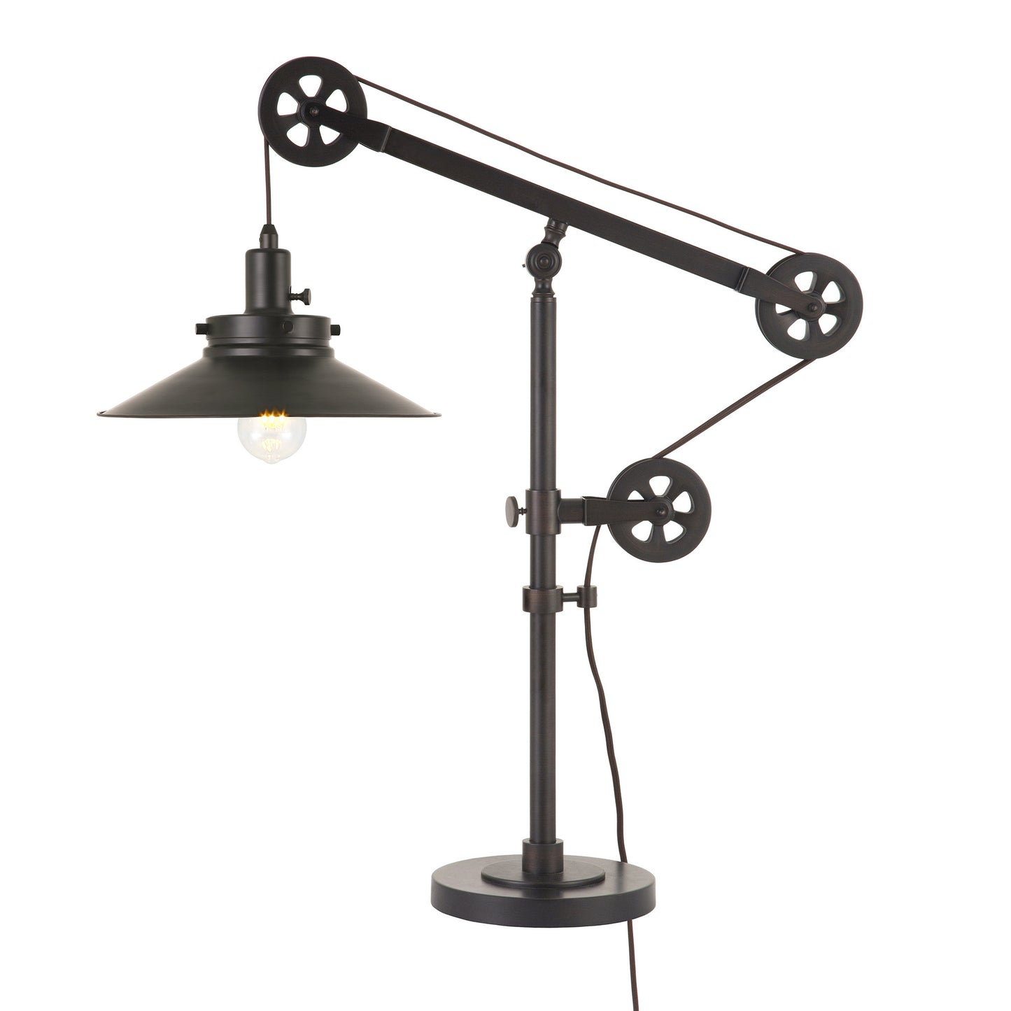 29" Black Metal Desk Table Lamp With Black Cone Shade