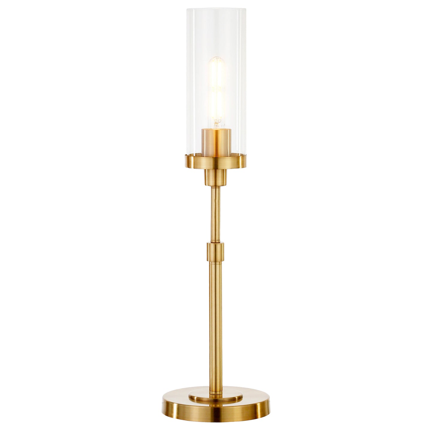 26" Brass Metal Table Lamp With Clear Cylinder Shade