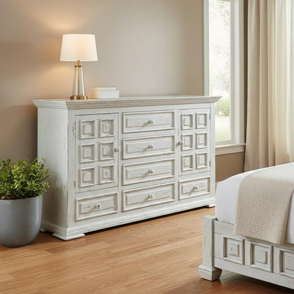 69" White Solid Wood Six Drawer Triple Dresser HomeRoots