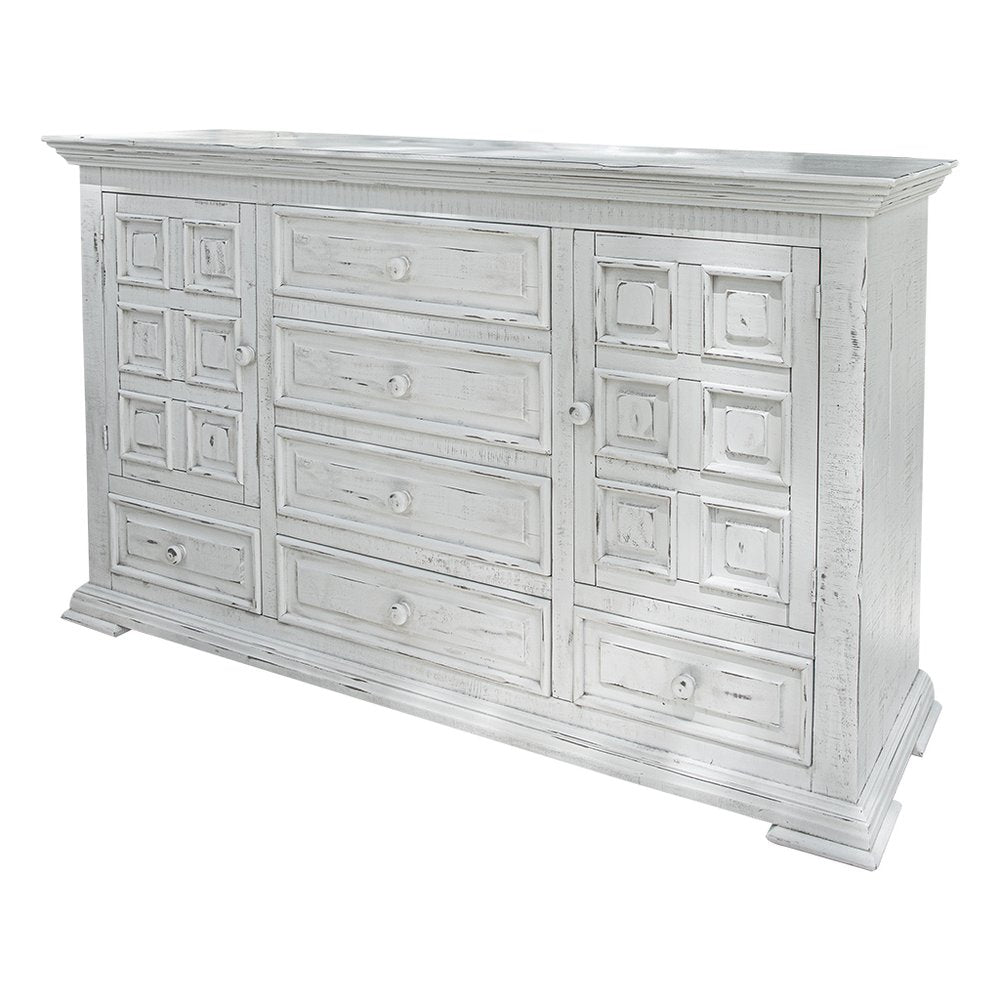 69" White Solid Wood Six Drawer Triple Dresser HomeRoots
