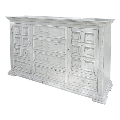 69" White Solid Wood Six Drawer Triple Dresser HomeRoots