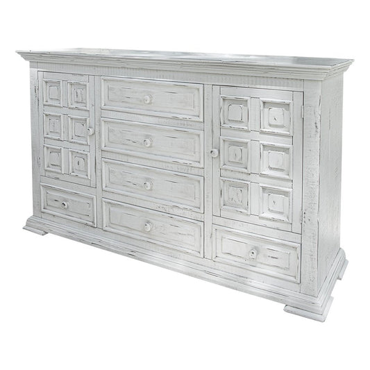 69" White Solid Wood Six Drawer Triple Dresser HomeRoots