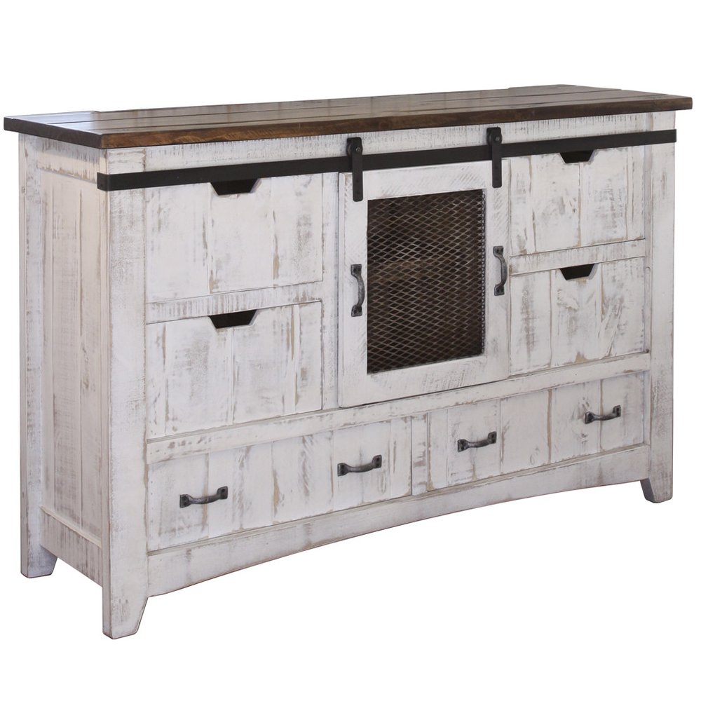 54" Brown And White Solid Wood Four Drawer Combo Dresser HomeRoots