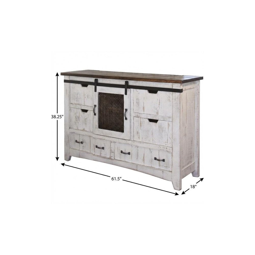 54" Brown And White Solid Wood Four Drawer Combo Dresser HomeRoots
