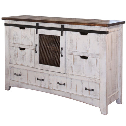 54" Brown And White Solid Wood Four Drawer Combo Dresser HomeRoots