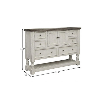 62" Gray and Ivory Solid Wood Six Drawer Triple Dresser HomeRoots