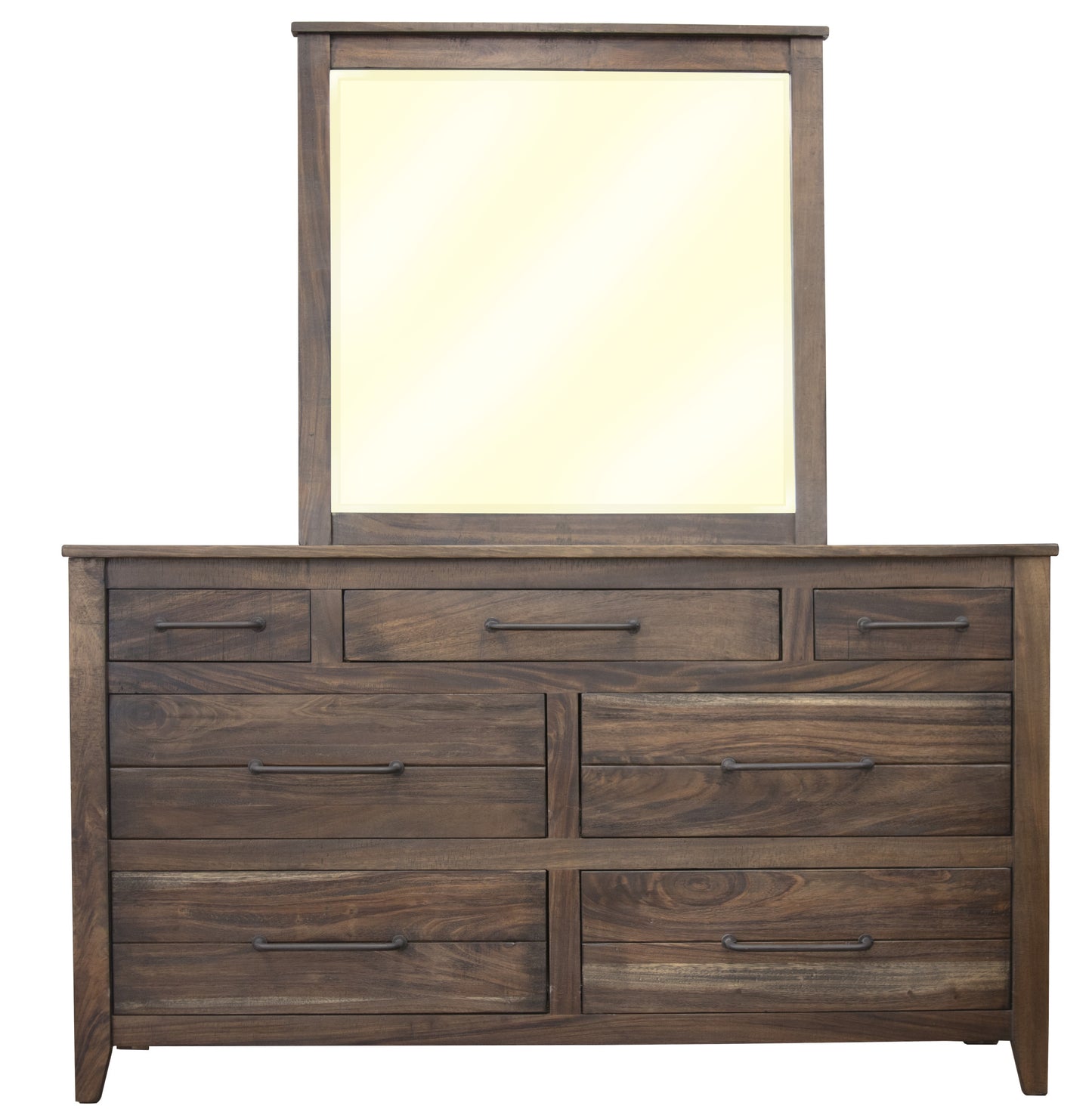 64" Natural Solid Wood Seven Drawer Double Dresser