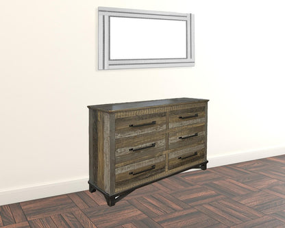 62" Brown Solid Wood Six Drawer Double Dresser HomeRoots