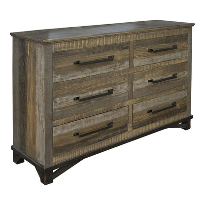 62" Brown Solid Wood Six Drawer Double Dresser HomeRoots