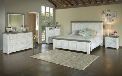 62" Gray and Ivory Solid Wood Nine Drawer Triple Dresser HomeRoots