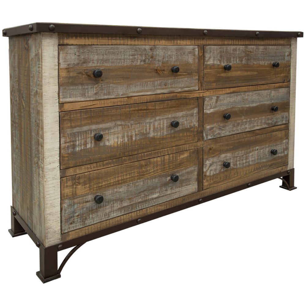 61" Brown Solid Wood Six Drawer Double Dresser HomeRoots
