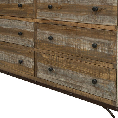 61" Brown Solid Wood Six Drawer Double Dresser HomeRoots