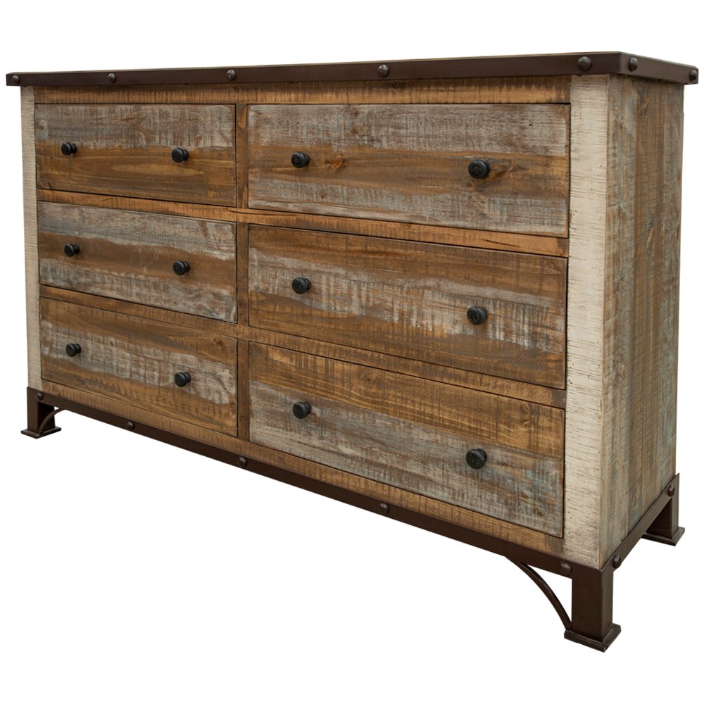 61" Brown Solid Wood Six Drawer Double Dresser HomeRoots