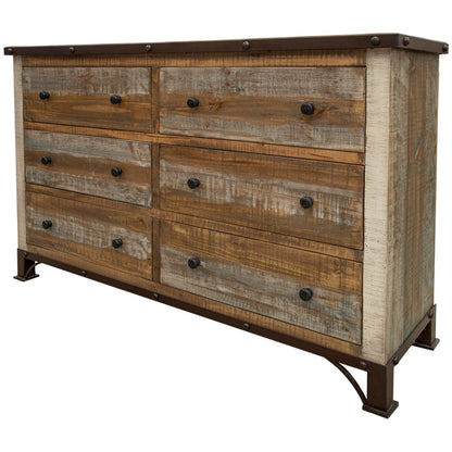 61" Brown Solid Wood Six Drawer Double Dresser HomeRoots