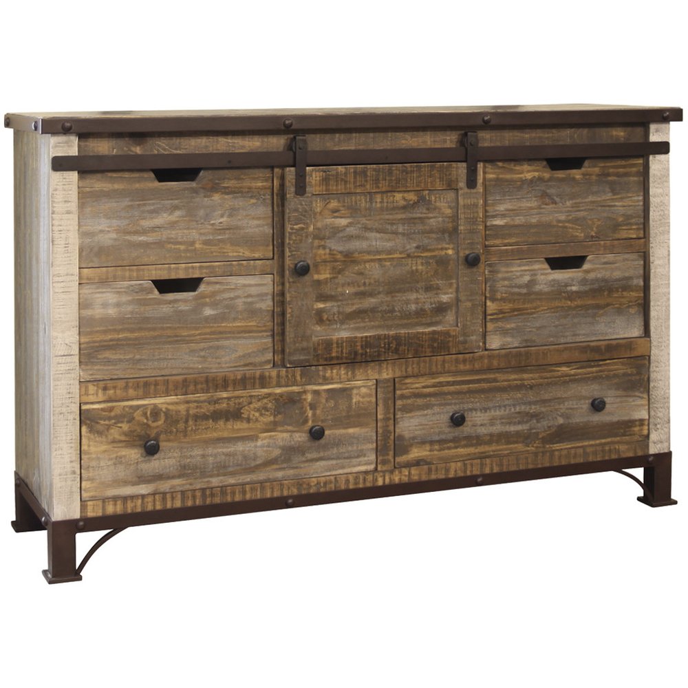 61" Brown Solid Wood Six Drawer Double Dresser HomeRoots