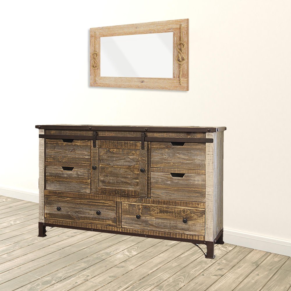 61" Brown Solid Wood Six Drawer Double Dresser HomeRoots
