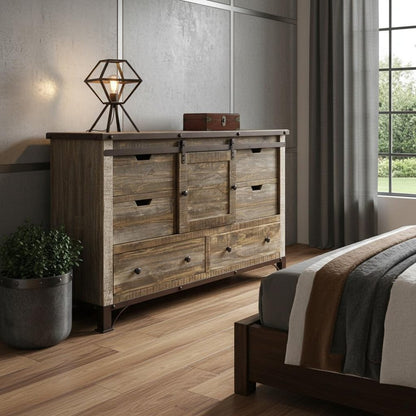 62" Brown Solid Wood Six Drawer Triple Dresser HomeRoots