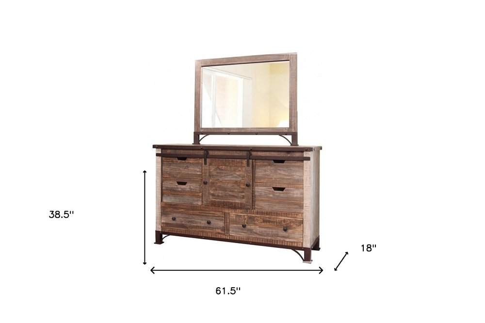 61" Brown Solid Wood Six Drawer Double Dresser HomeRoots