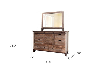 61" Brown Solid Wood Six Drawer Double Dresser HomeRoots