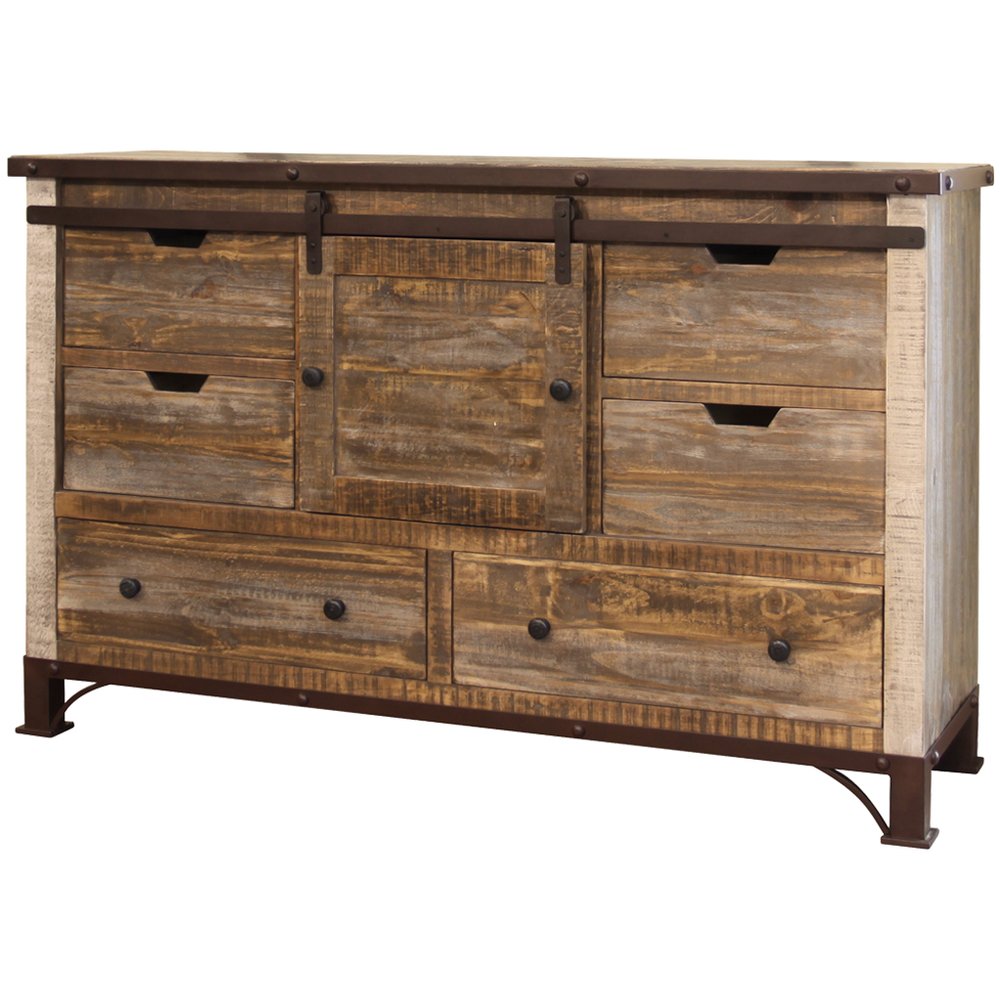 61" Brown Solid Wood Six Drawer Double Dresser HomeRoots