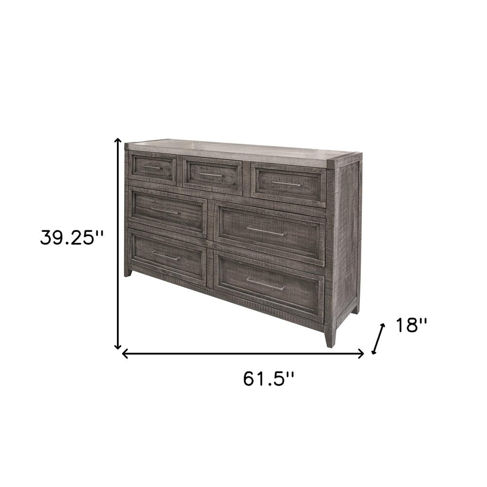 62" Gray Faux Marble And Solid Wood Seven Drawer Double Dresser — view 2