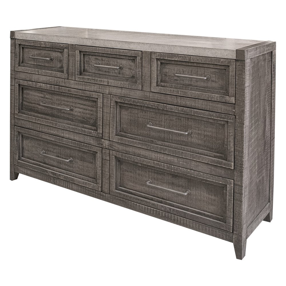 62" Gray Faux Marble And Solid Wood Seven Drawer Double Dresser — view 1