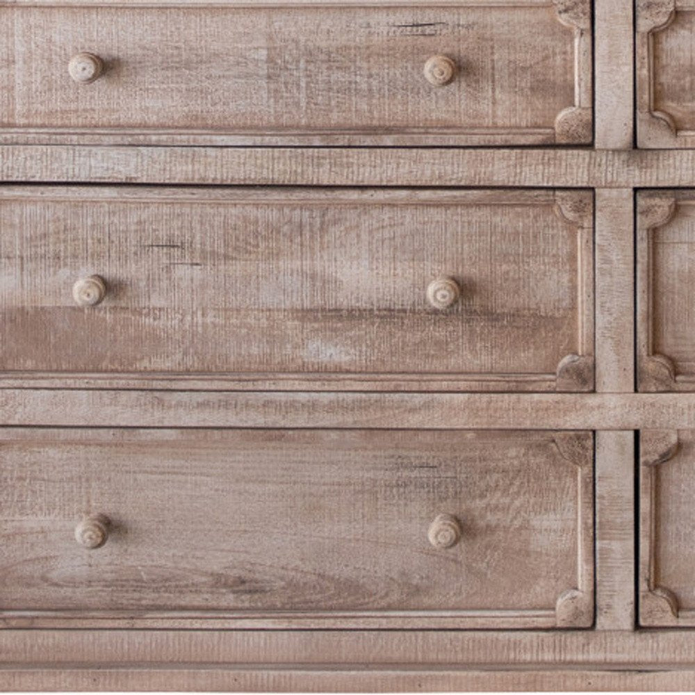 70" Natural Solid Wood Six Drawer Double Dresser — view 3