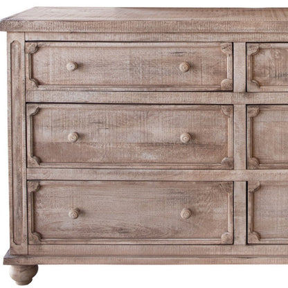 70" Natural Solid Wood Six Drawer Double Dresser HomeRoots