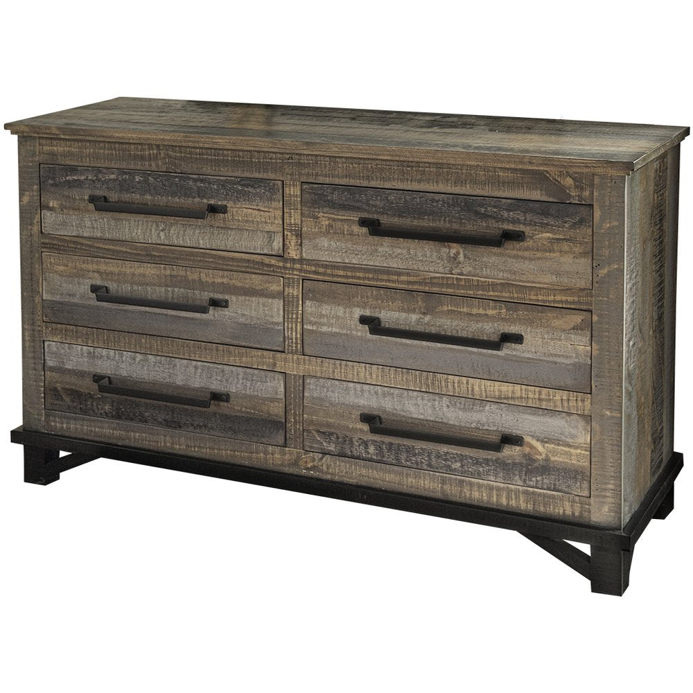 62" Brown Solid Wood Six Drawer Double Dresser HomeRoots