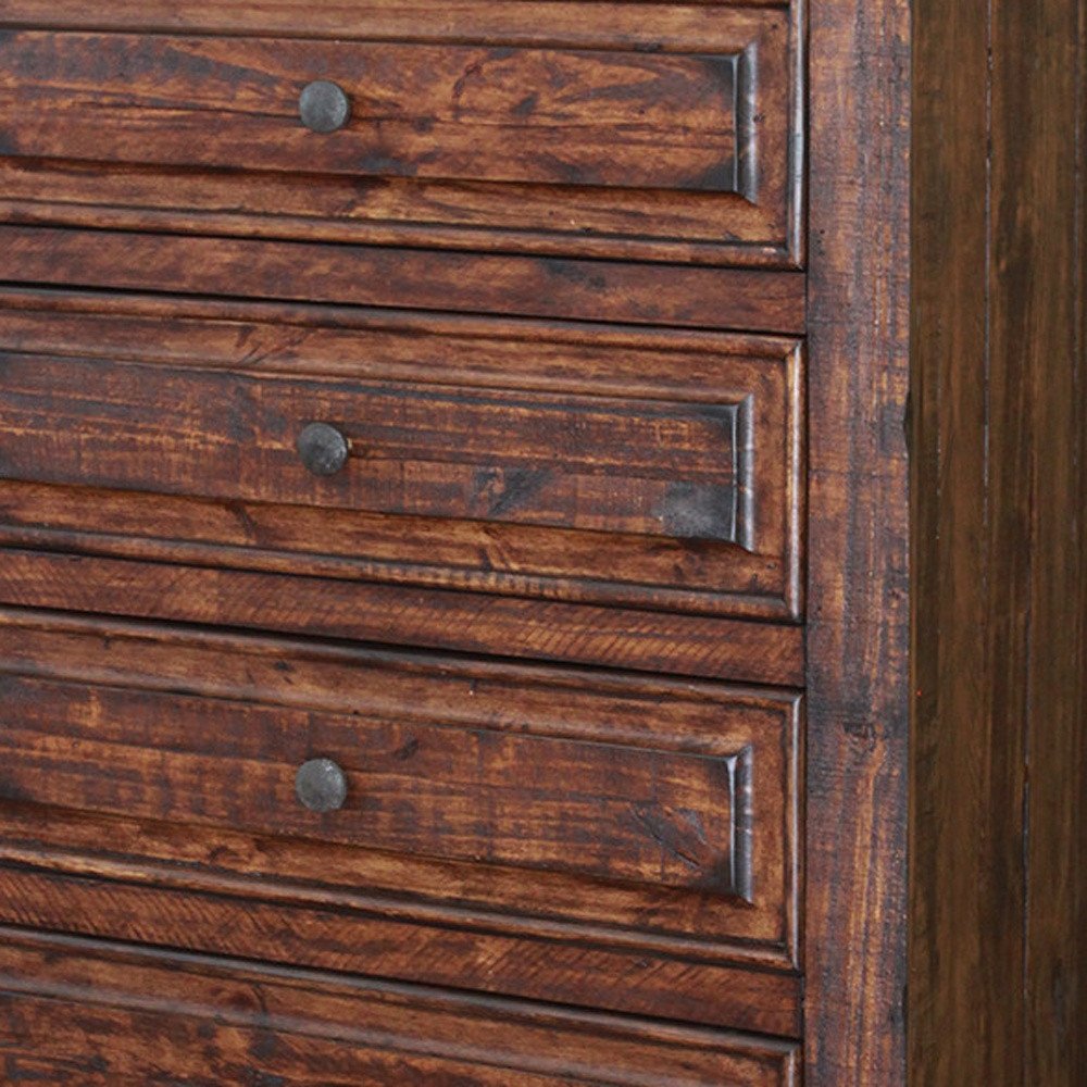 37" Chocolate Solid Wood Five Drawer Dresser HomeRoots