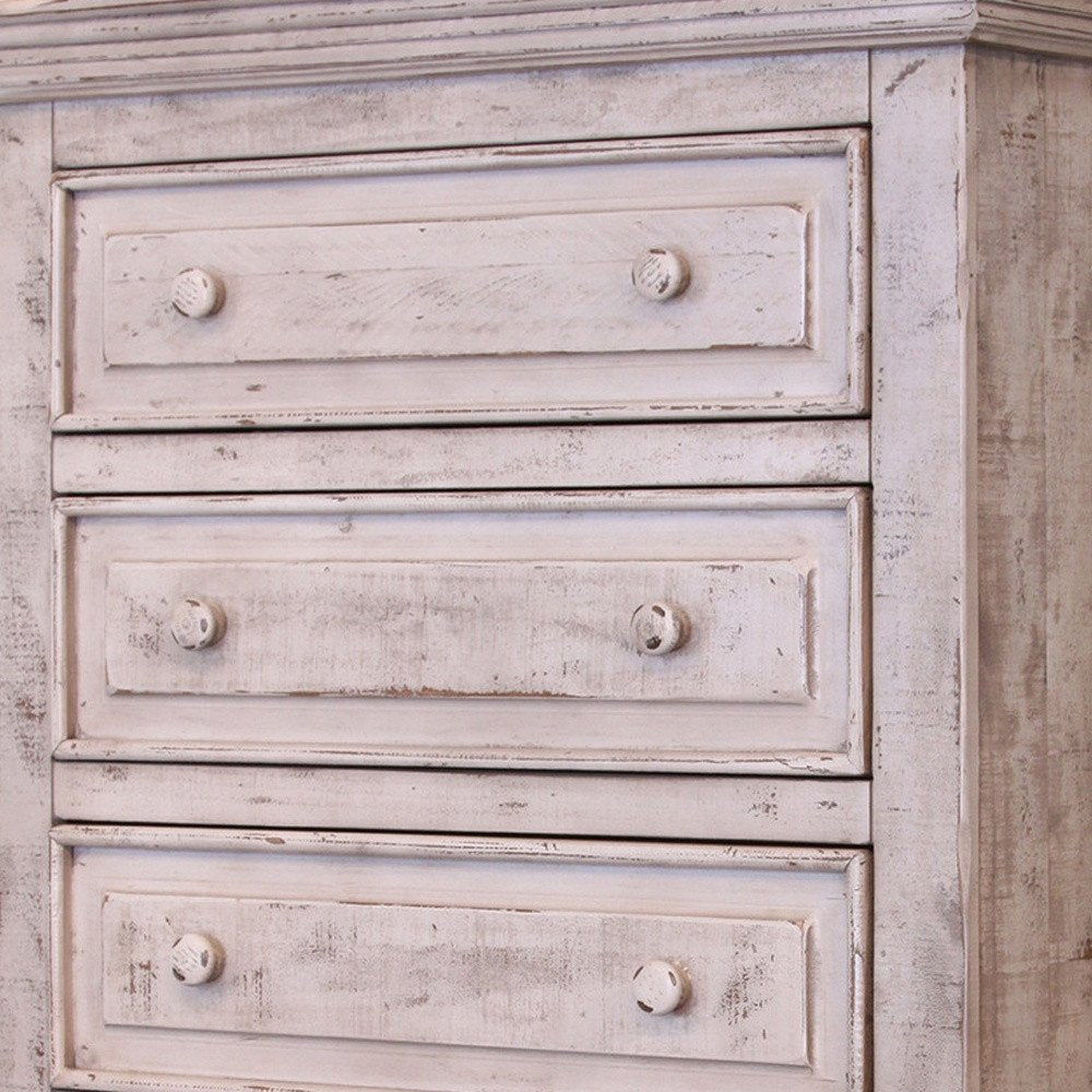 37" White Solid Wood Five Drawer Dresser HomeRoots