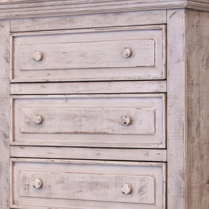 37" White Solid Wood Five Drawer Dresser HomeRoots