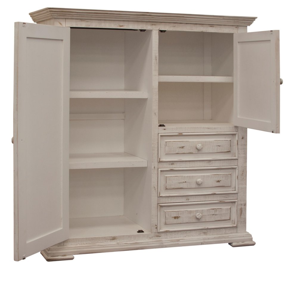 64" White Solid Wood Seven Drawer Gentlemans Chest HomeRoots