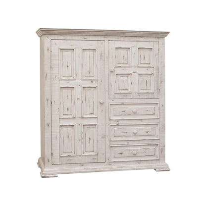 55" White Solid Wood Three Drawer Gentlemans Chest HomeRoots
