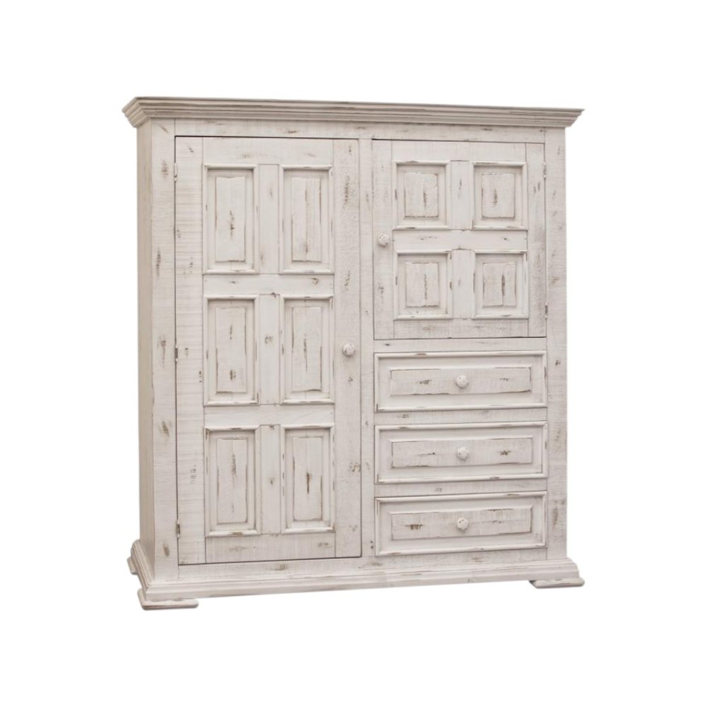 64" White Solid Wood Seven Drawer Gentlemans Chest HomeRoots