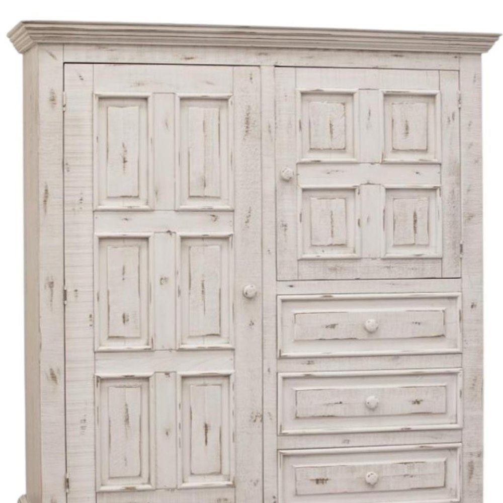 55" White Solid Wood Three Drawer Gentlemans Chest — view 7