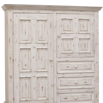 64" White Solid Wood Seven Drawer Gentlemans Chest