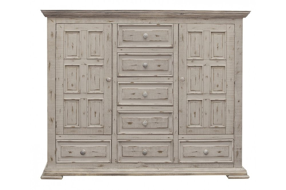 55" White Solid Wood Three Drawer Gentlemans Chest HomeRoots