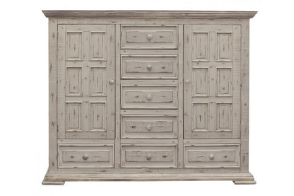 55" White Raised Panel Solid Wood Three Drawer Gentlemens Chest
