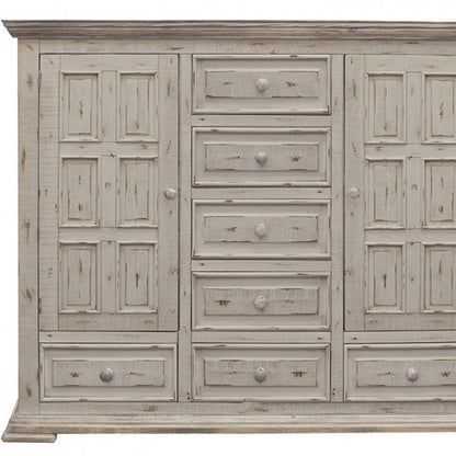 64" White Solid Wood Seven Drawer Gentlemans Chest HomeRoots