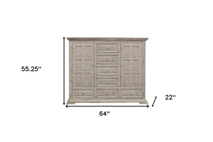 64" White Solid Wood Seven Drawer Gentlemans Chest HomeRoots