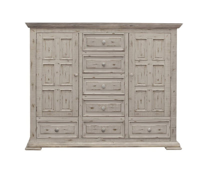 55" White Raised Panel Solid Wood Three Drawer Gentlemens Chest