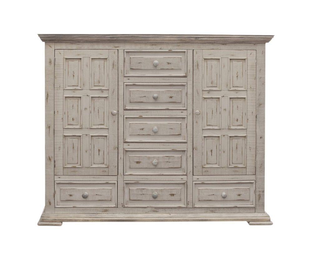 64" White Solid Wood Seven Drawer Gentlemans Chest HomeRoots