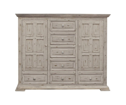 64" White Solid Wood Seven Drawer Gentlemans Chest HomeRoots