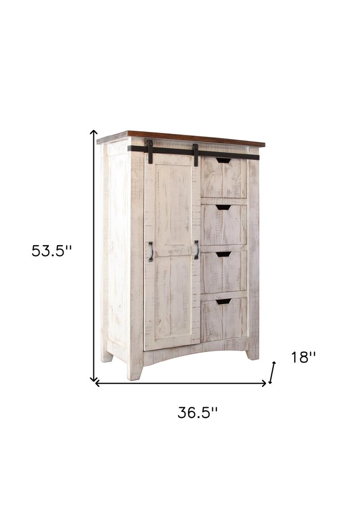 54" Brown And White Solid Wood Four Drawer Combo Dresser HomeRoots