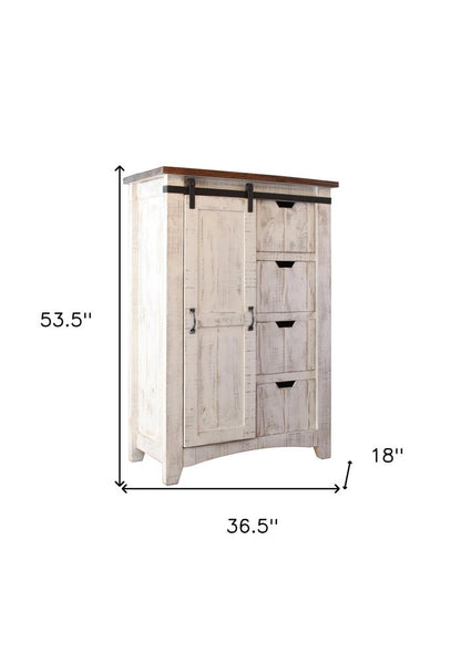 54" Brown And White Solid Wood Four Drawer Combo Dresser HomeRoots