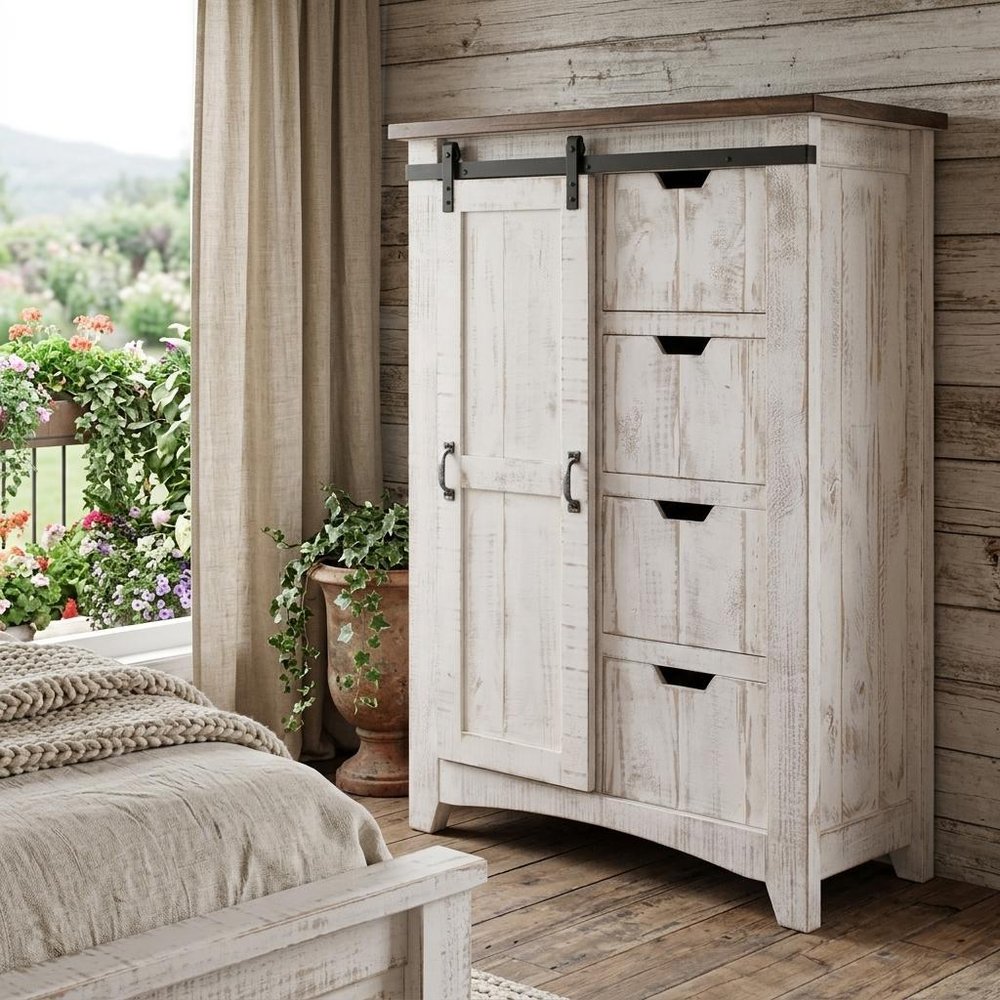 54" Brown And White Solid Wood Four Drawer Combo Dresser HomeRoots