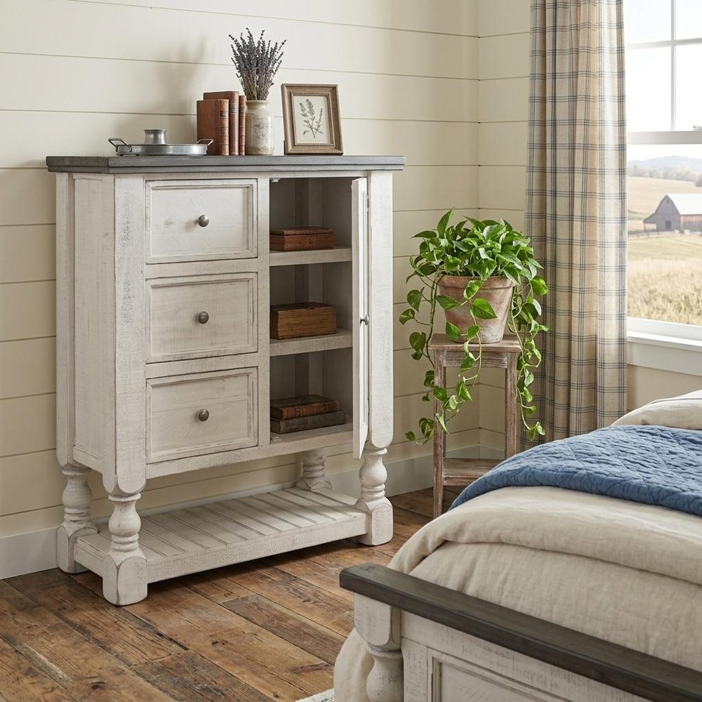 62" Gray and Ivory Solid Wood Six Drawer Triple Dresser HomeRoots